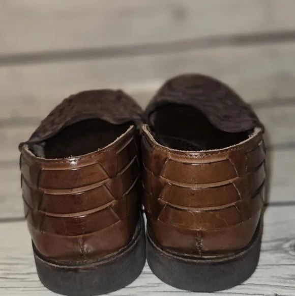 Sunsteps Shoes Mens 8 Barclay Woven Slip On Huarache Loafer Brown Leather - Picture 5 of 9